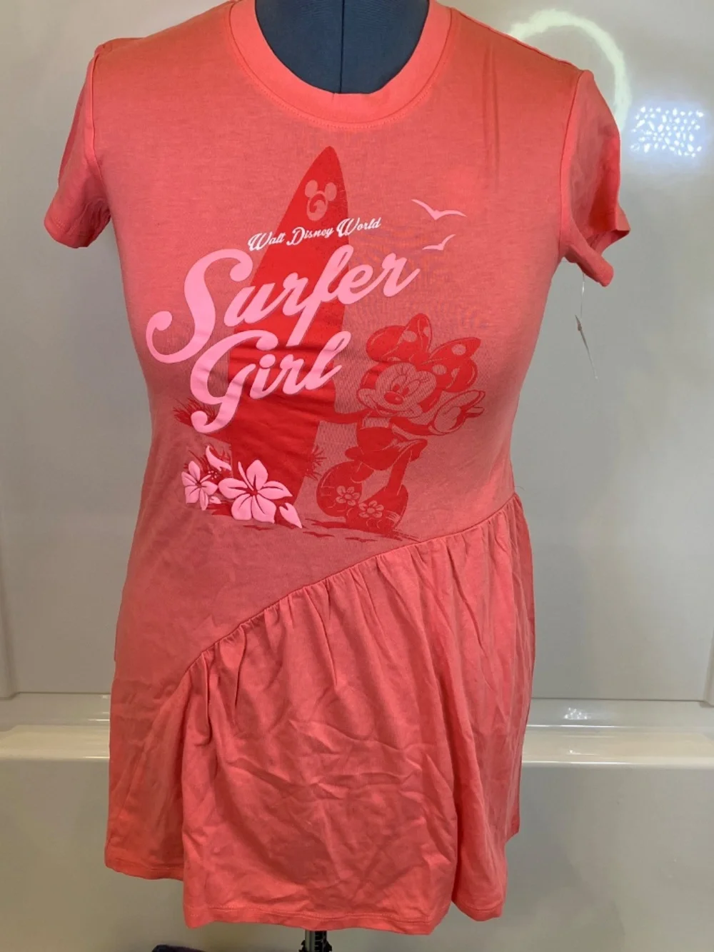 Minnie Mouse Dress YOUTH Sz XL NWT Coral Disney Parks Surfer Girl